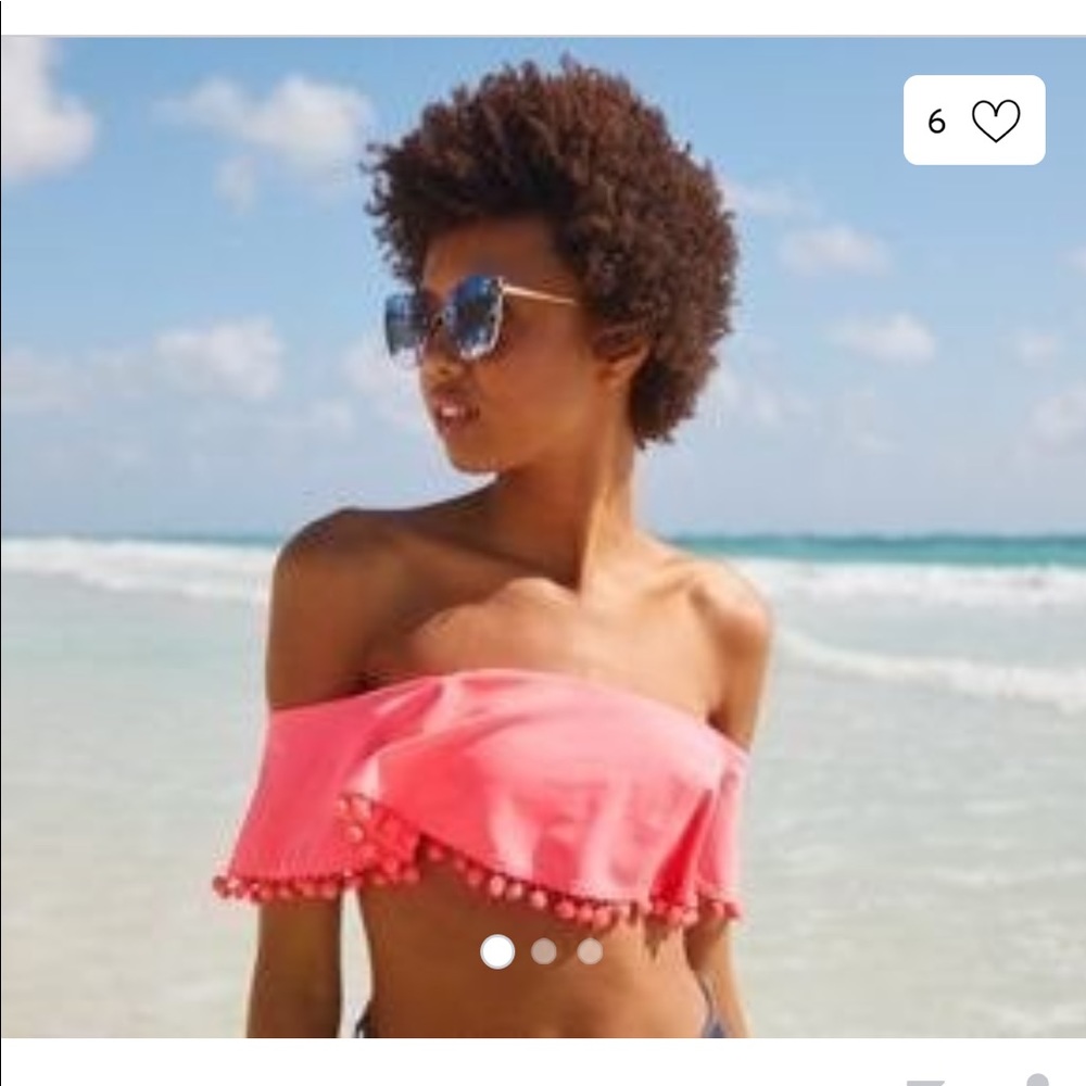 Flounce Pom Pom crop bikini top
